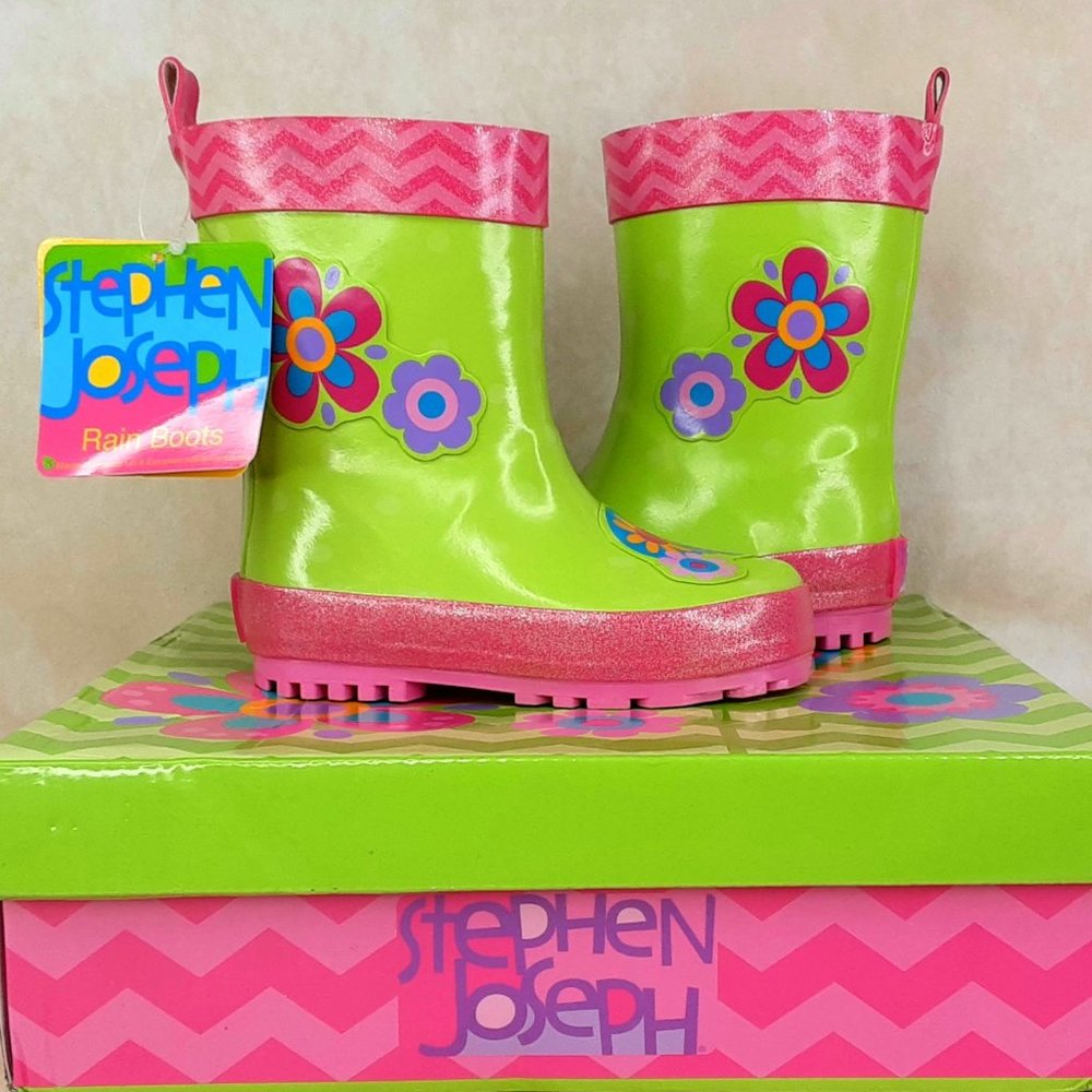 'STEPHEN JOSEPH' FLOWER~PETAL SHIMMER RAIN BOOTS